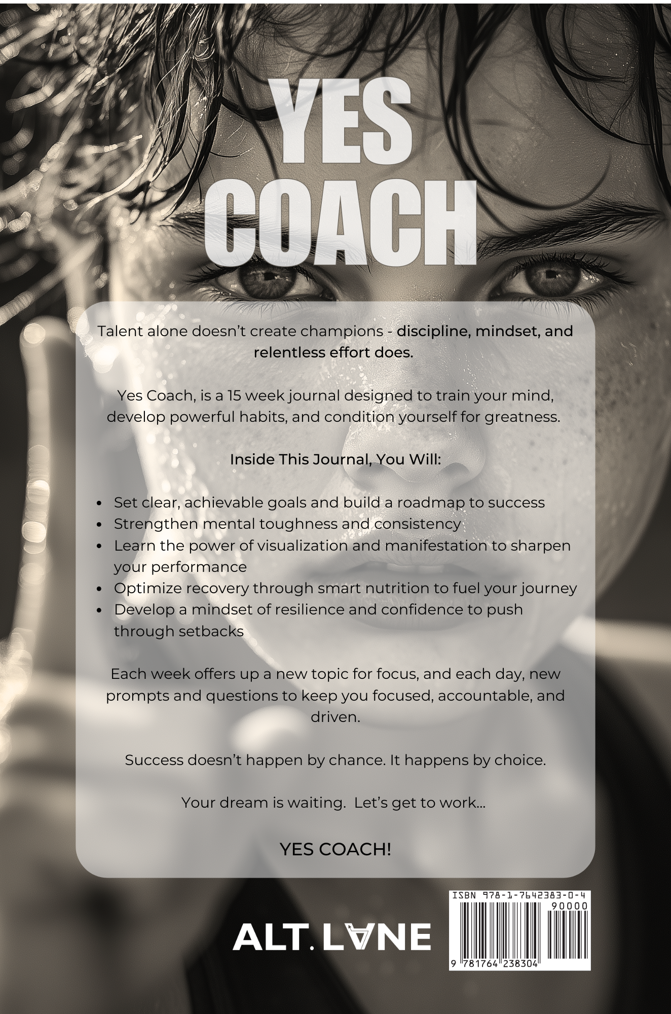 Yes Coach mindset journal back cover description